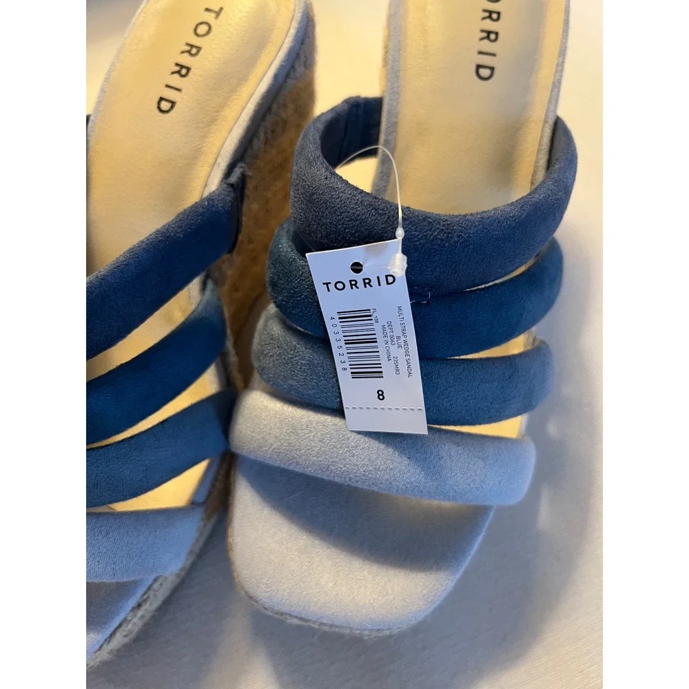 Torrid Blue Ombre Multi Strap Wedge Sandals Espadrille 8WW 40335228